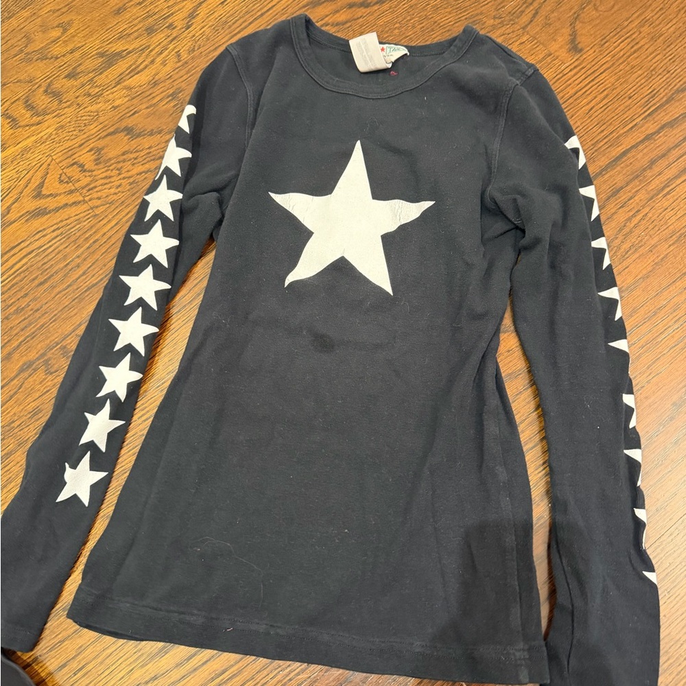 Hard Tail Black Long Sleeve Tee with White Star Graphic